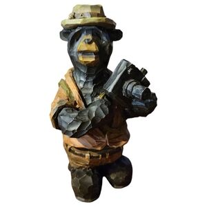 Vtg Black Bear Figurine Mayrich Company Wildlife Cabin Camera Hat Backpack Resin